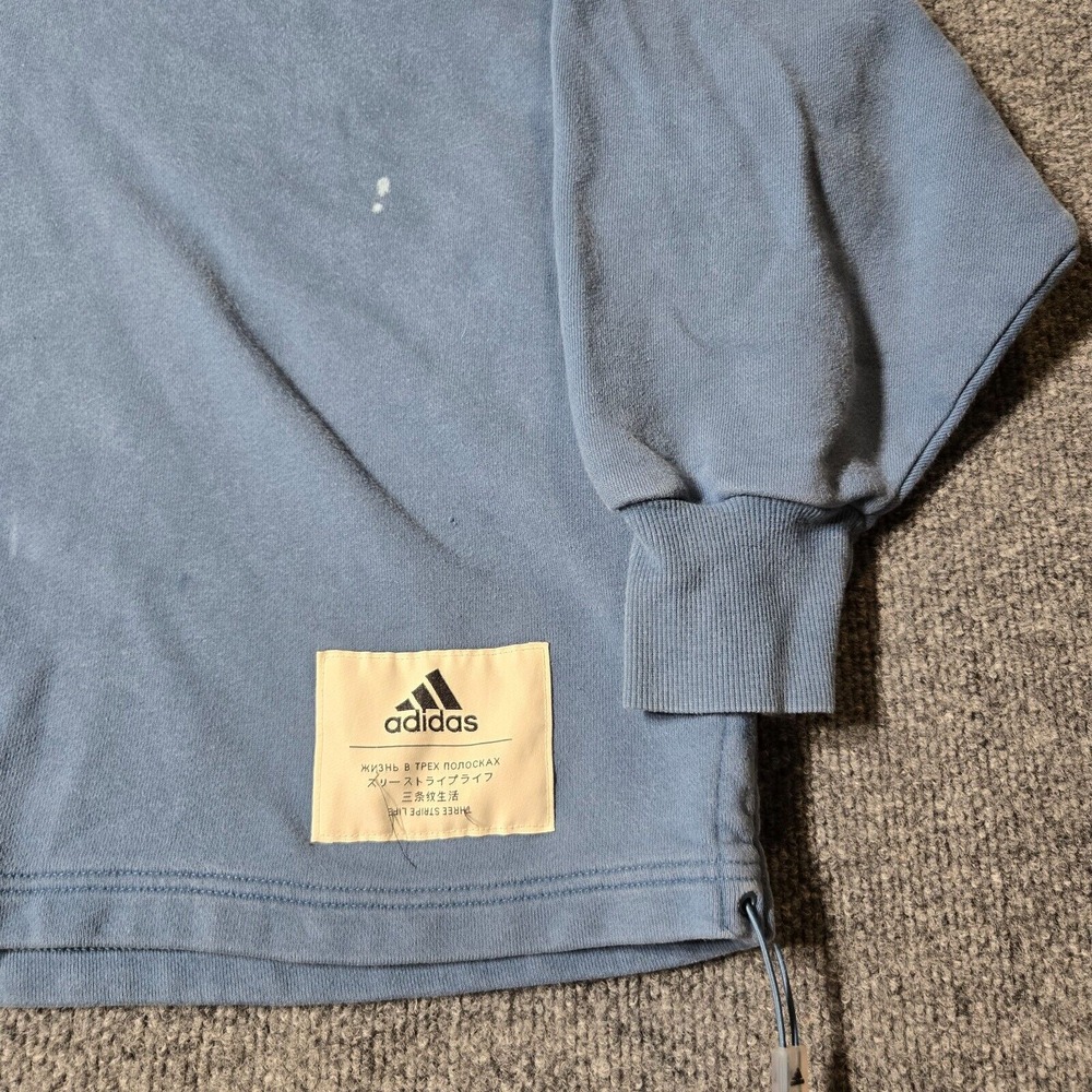 Adidas Hoodie‎ Womens Medium Blue Sweatshirt Cropped Fit Heavy Drawstring - Picture 4 of 9